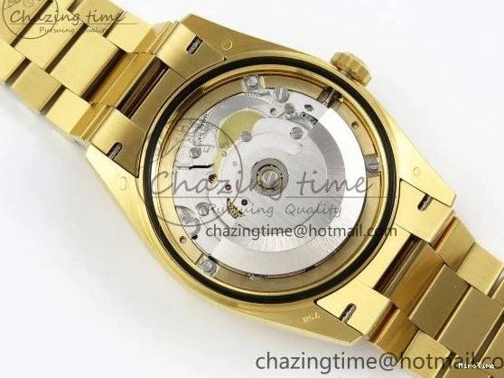 MiroTime 0121 WaterResistant Day Date 36 YG RAF 1:1 Best Edition Brown Oman Dial Diamonds Bezel on YG Bracelet A 1518